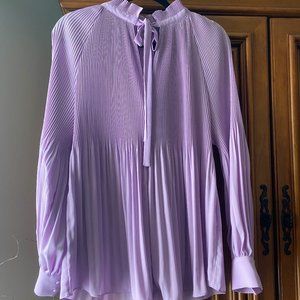 Chico's Womens Blouse Purple Pleated Pullover Tie Neck Shirt Top US Size 16/18